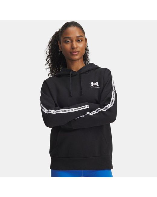 Sudadera Con Capucha Icon Fleece Taped Para Mujer Blanco Under Armour de color Black