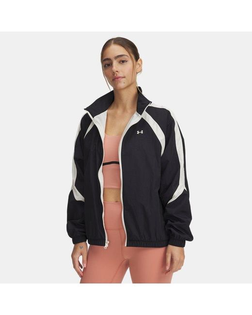 Under Armour Black Icon Crinkle Track Jacket Stone