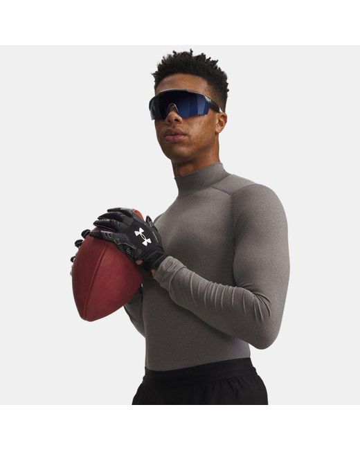 Under Armour Gray Heatgear Compression Mock Long Sleeve Carbon Heather for men