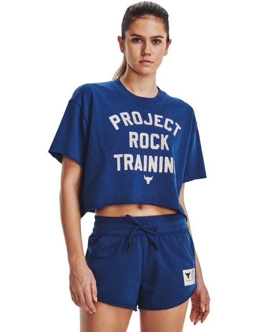 Under Armour Blue Project Rock Rival Terry Short Sleeve