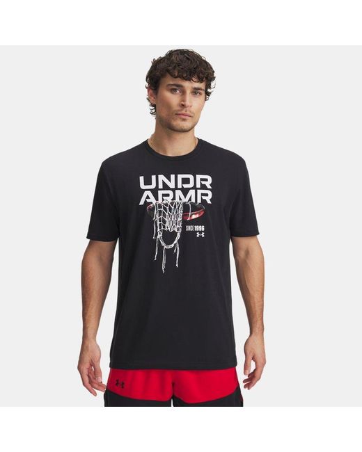 Maglia A Maniche Corte Hoops Net Da Uomo Bianco di Under Armour in Black da Uomo