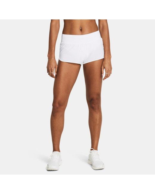 Under Armour Damesshorts Launch Pro 5 Cm Wit Wit Reflecterend in het White