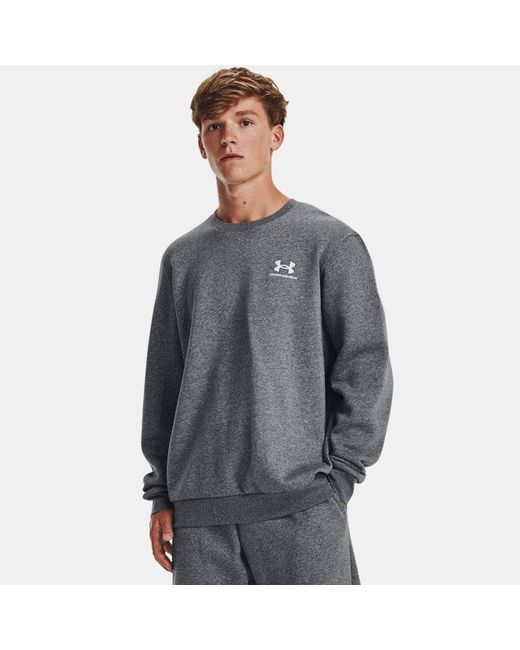 Under Armour Herentrui Icon Fleece Crew Earthen Oranje Light Heather Earthen Oranje in het Gray voor heren