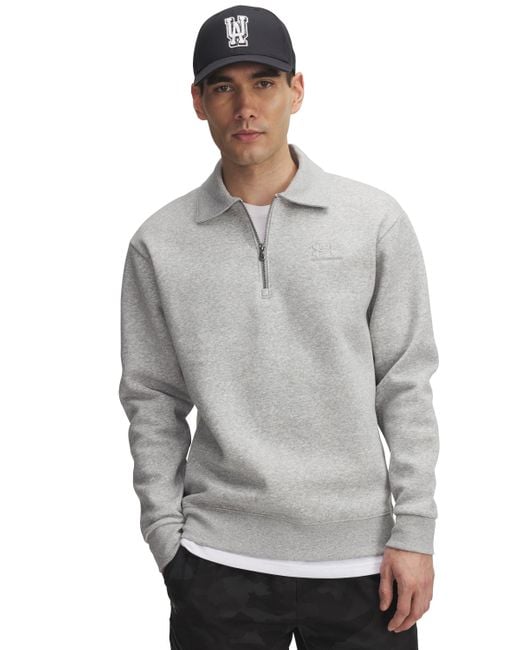 Under Armour Gray Ua Icon Fleece Collar Zip Top for men