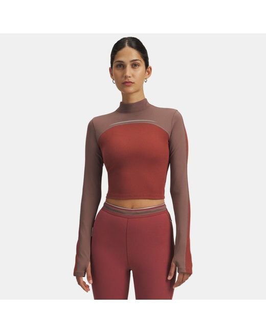 Camiseta De Manga Larga Con Cuello Cerrado Halo Cold Weather Para Mujer Cinna Sierra Taupe Reflectante Under Armour de color Red