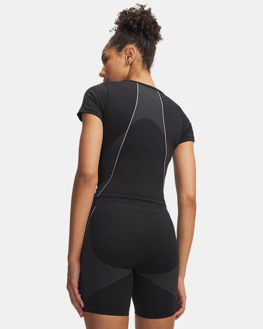 Under Armour Black Vanish Seamless Crop Zip Short Sleeve Steel Steel