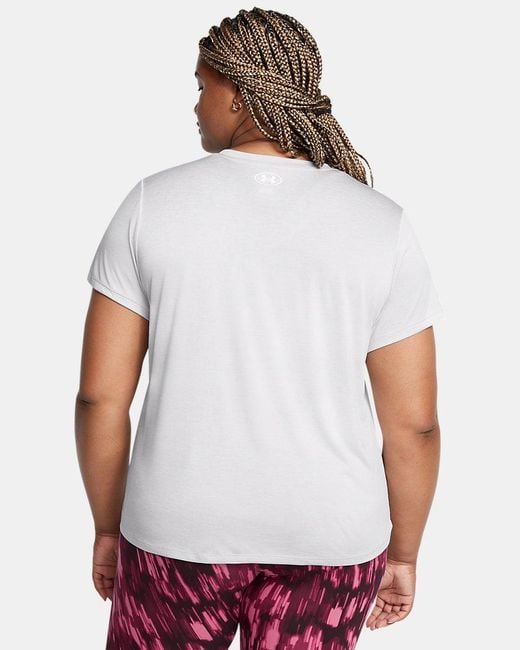 Under Armour White Tech Twist V-Neck Short Sleeve Halo