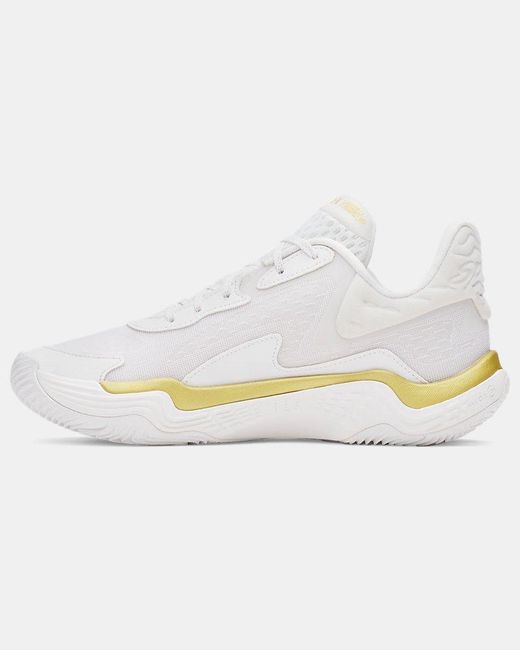 Under Armour White Spawn 7 Basketball Shoes Metallic