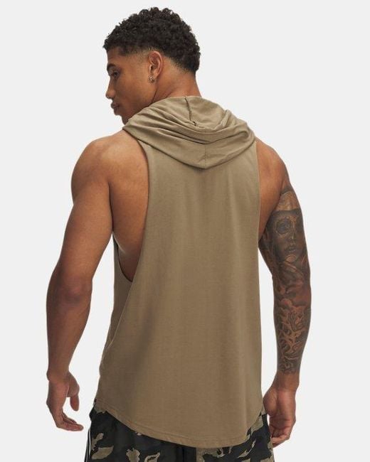 Under Armour Green Project Rock Wire Sleeveless Hoodie Bayou Clay for men