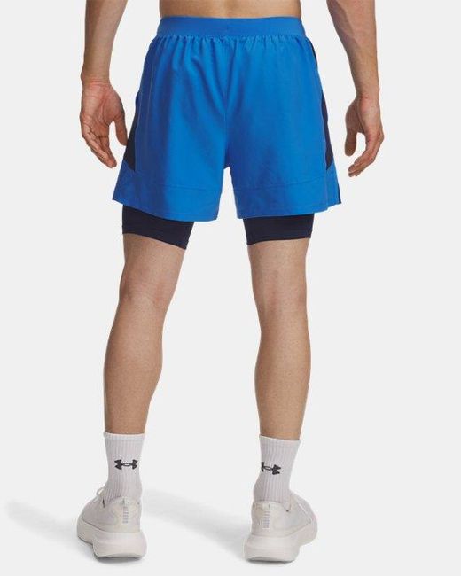 Shorts Launch 2-In-1 Da 13 Cm (5" Da Uomo Atlantis Washed Marino Riflettente di Under Armour in Blue da Uomo