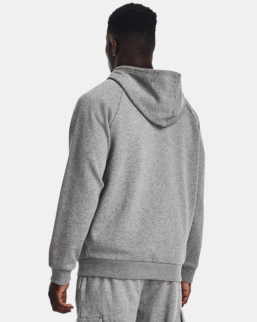 Under Armour Gray Rival Cotton Blend Fleece Full Zip Hoodie for men