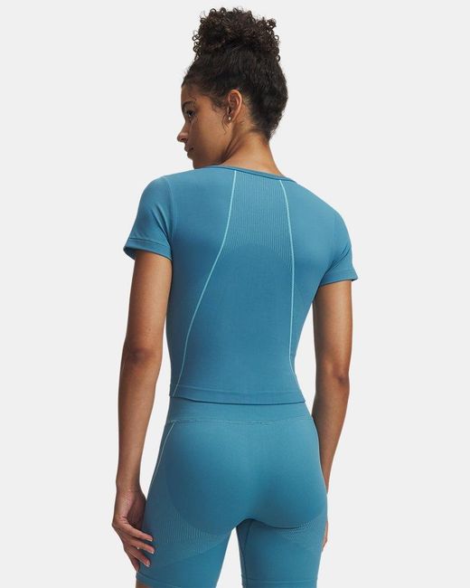 Under Armour Blue Vanish Seamless Crop Zip Short Sleeve Boundless Haze Haze