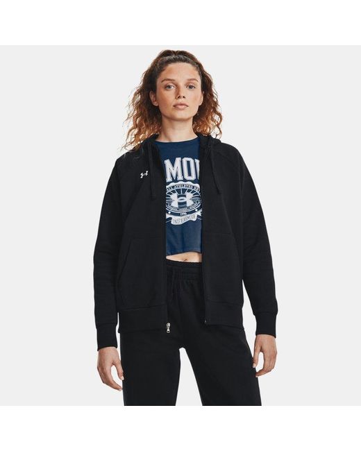 Sudadera Con Capucha Y Cremallera Completa De Tejido Fleece Rival Para Mujer Blanco Under Armour de color Blue