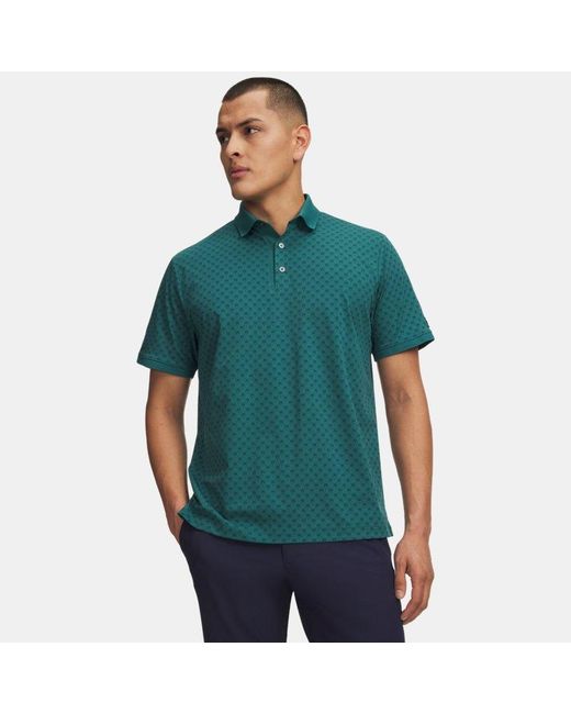 Under Armour Green Armourdry Print Rib Polo Rack Arden Midnight for men