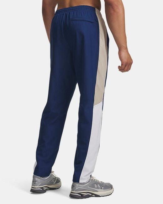 Under Armour Blue Rival Woven Colorblock Pants Blackout Highland Buff for men