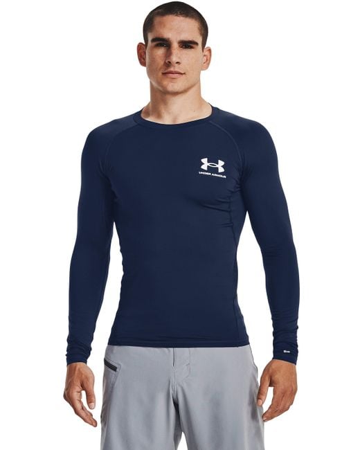 Under Armour Ua Core Rash Guard Long Sleeve in Blue for Men | Lyst