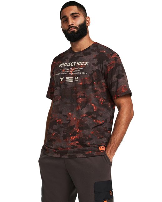 Under Armour Brown Project Rock Veterans Day Printed Short Sleeve for men