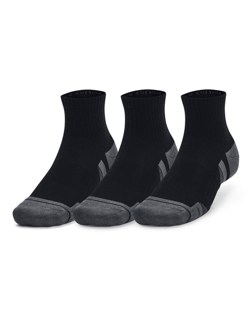 Under Armour Sokken Performance Cotton 3-pack Qrter Zwart / Zwart / Pitch Grijs L in het Black