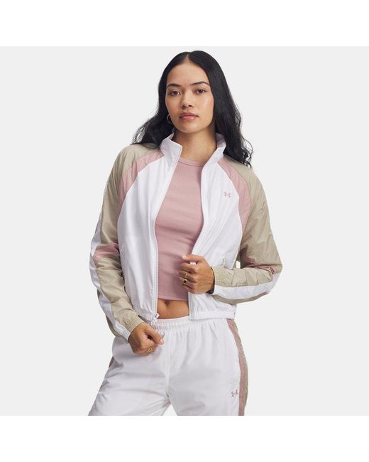 Under Armour White Icon Crinkle Jacket City Khaki Tourmaline