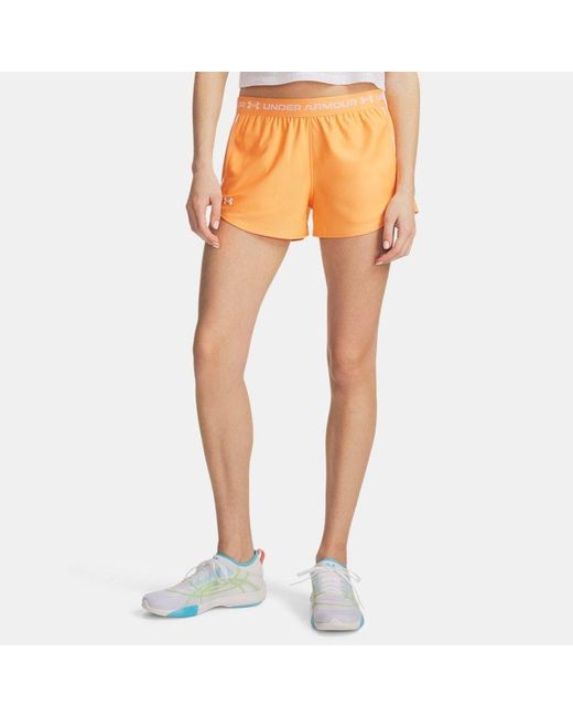 Under Armour Orange Tech Play Up 3" Shorts Bloc