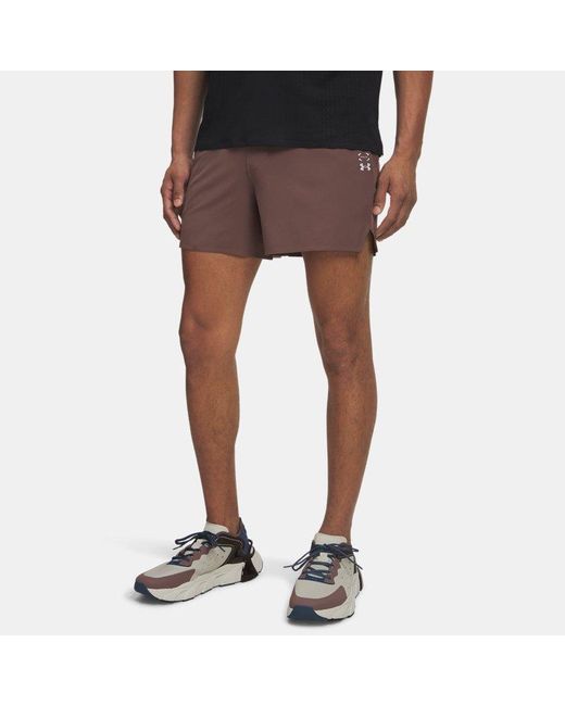 Under Armour Brown Halo Train 5" Shorts Sierra Taupe Reflective for men