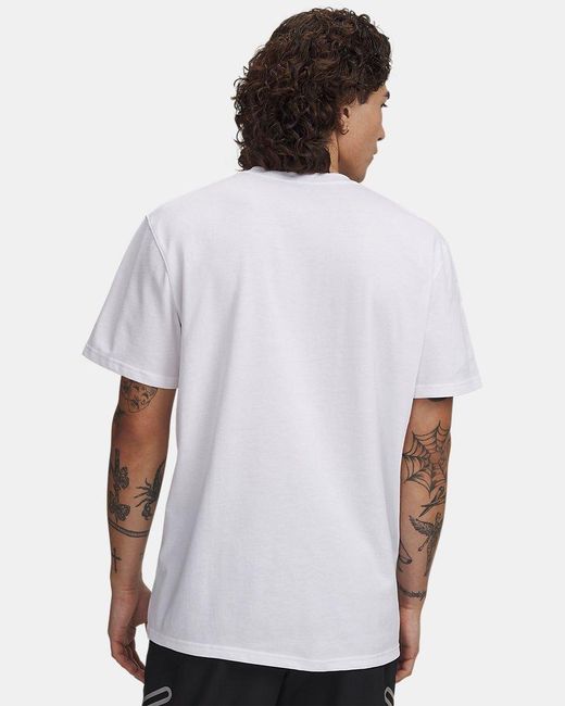 Under Armour White Logo Embroidered Heavyweight Short Sleeve for men
