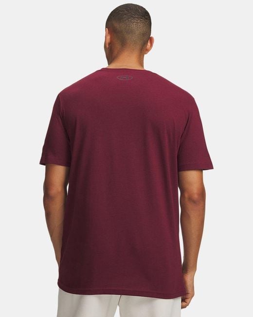 Under Armour Red Logo Wordmark Short Sleeve Vintage Claret for men