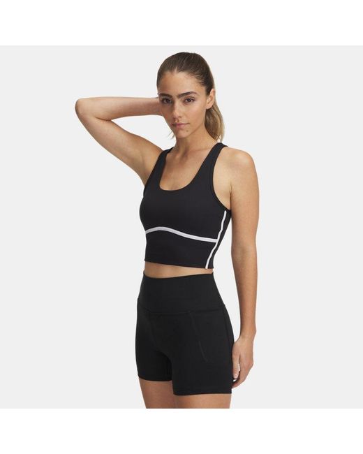 Under Armour Meridian Piped Crop Tanktop Voor Zwart Wit Zwart in het Black