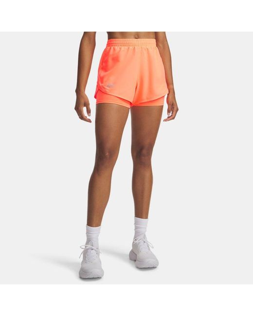 Under Armour Orange Fly-By 2-In-1 Shorts Electric Tangerine Electric Tangerine Reflective