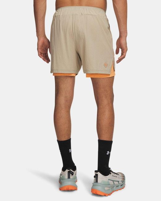Under Armour Brown Trail Run Lined 5" Shorts City Khaki Apollo for men