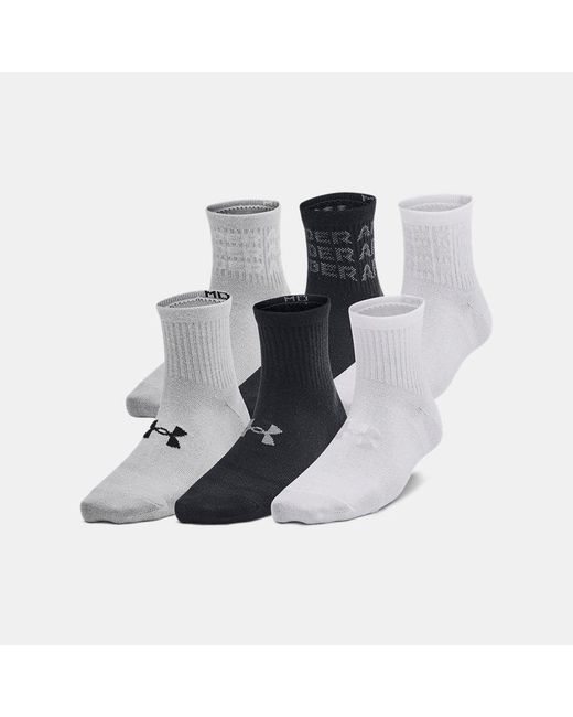 Under Armour Black Essential Kids' 6-Pack Q Rter Socks Mod