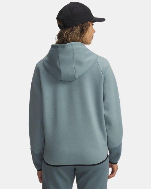 Under Armour Unstoppable Fleece Damesitem Met Rits Serpentine Jasper Blauw Zwart in het Blue