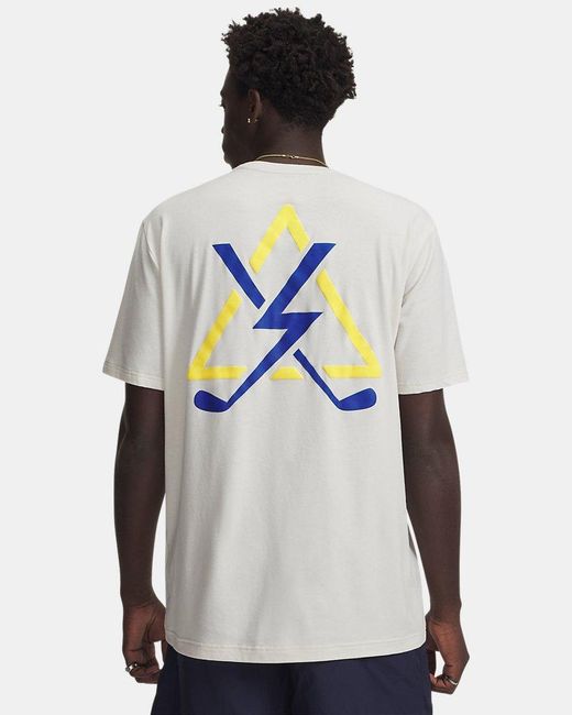 Under Armour White Golf Warning Short Sleeve Stone Taxi for men