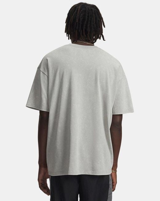 Under Armour Gray Heavyweight Logo Wash Oversized Short Sleeve Tee for men