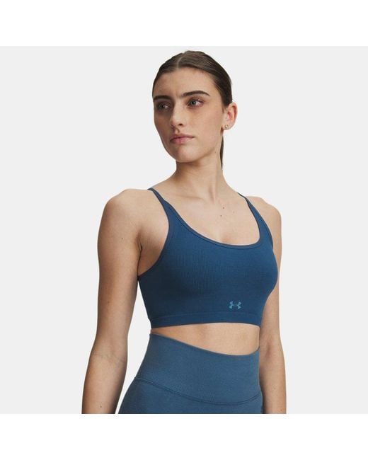 Under Armour Blue Seamless Cotton Low Sports Bra Wham Boundless