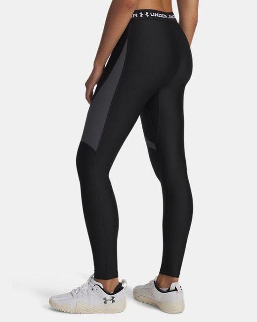 Under Armour Dameslegging Heatgear Rib Zwart Castlerock Wit in het Black