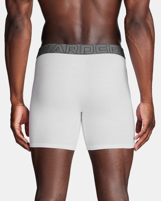 Under Armour White Ua Performance Cotton 6" 3-pack Boxerjock for men
