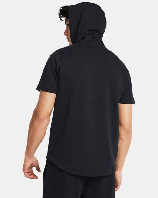 Under Armour Black Project Rock Terry Payoff Short Sleeve Hoodie / Coastal for men