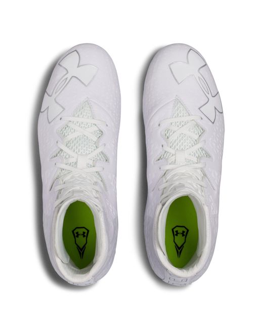 White and silver under armour highlight cleats sale