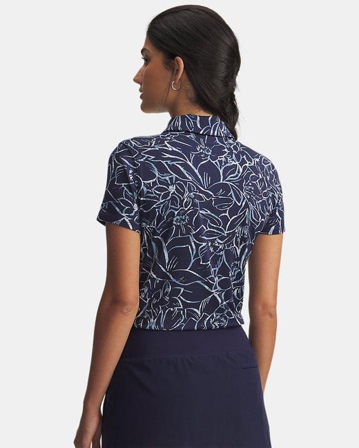 Under Armour Blue Playoff 3.0 Printed Polo Midnight Smoke Calm