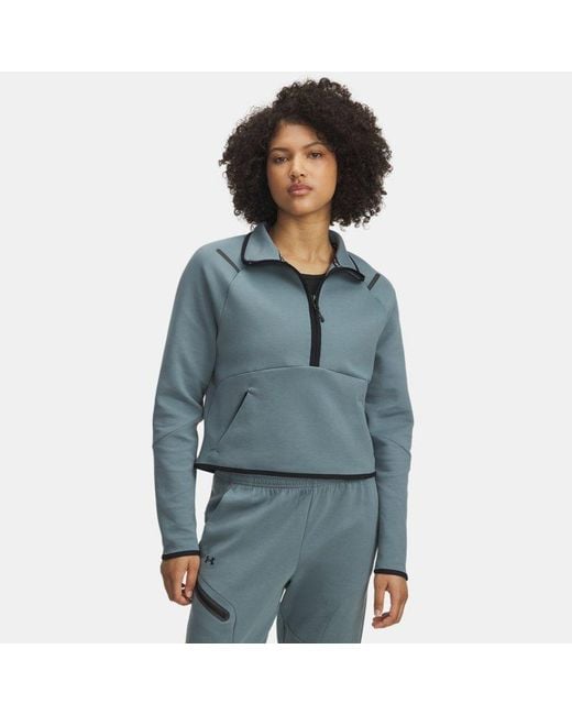 Under Armour Damesitem Met Korte Rits Unstoppable Fleece Jasper Blauw Zwart in het Blue