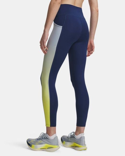Under Armour Blue Velociti Printed Ankle Tights Blackout Flash Light Reflective