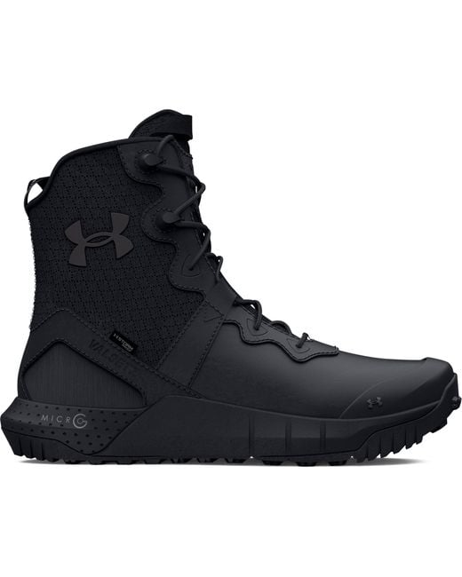 Under Armour Black Ua Micro G® Valsetz Leather Waterproof Zip Tactical Boots for men