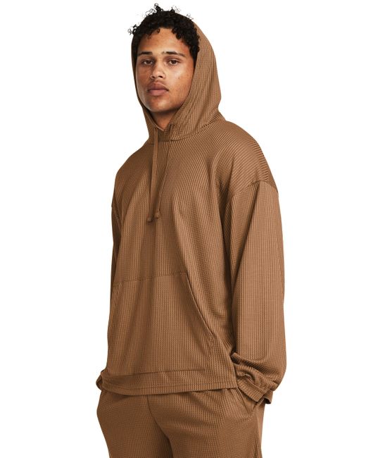 Under Armour Brown Ua Rival Waffle Hoodie for men