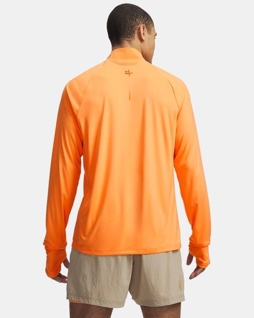 Under Armour Orange Explor Trail Run ¼ Zip Bloc Apollo for men