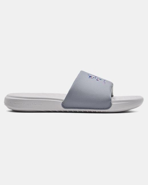 blue under armour slides