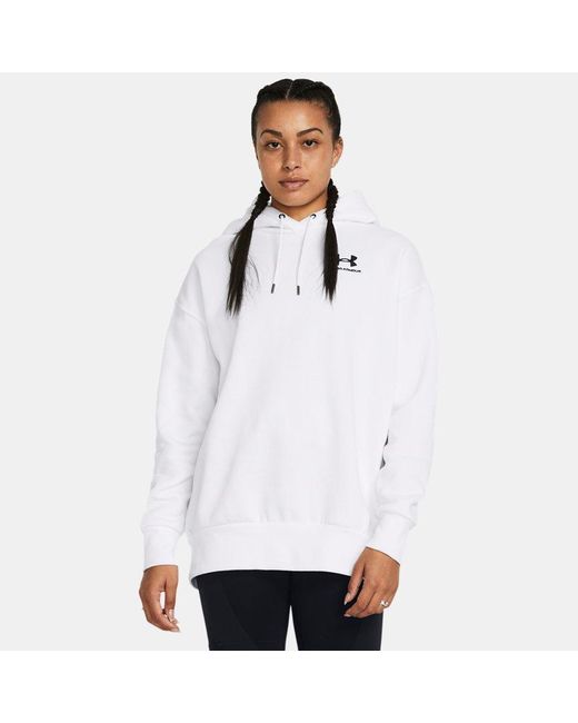 Under Armour White Icon Fleece Oversized Hoodie