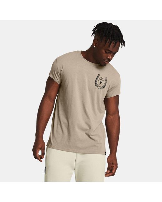 Under Armour Natural Project Rock Balance Cap Sleeve T-Shirt Timberwolf Taupe for men