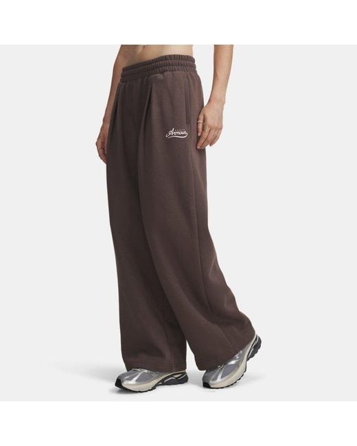 Under Armour Brown Ua Rival Fleece Pleated Varsity Pants
