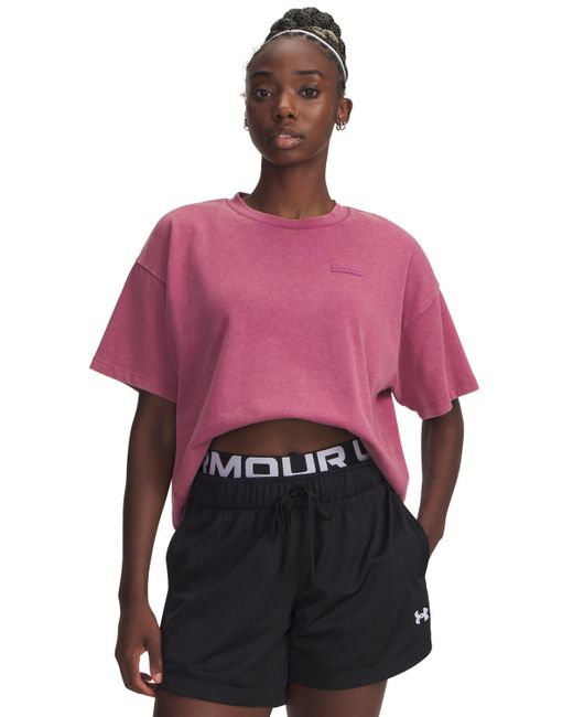 Under Armour Red Ua Boxy Wash Heavyweight Short Sleeve